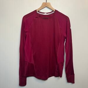 Under Armour Run Women's Long Sleeve Fitted Activewear Top Maroon Red Size Large